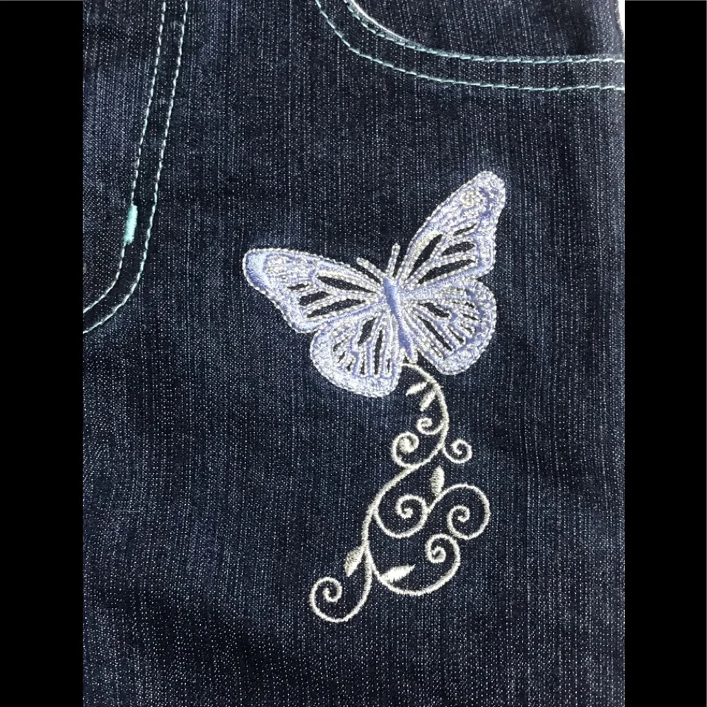 Girls Embroidered Butterfly Jeans W Belt 5/6